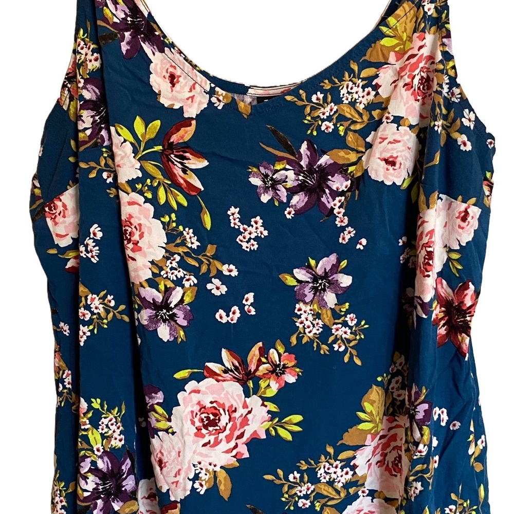 Torrid Floral Tank Top - Teal and Multicolor - Size 1x